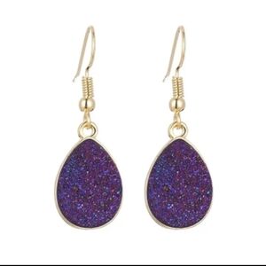 New Simulated Druzy Crystal Cluster Water Drop Earrings
